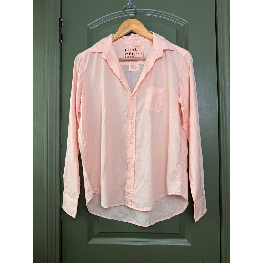 NEW Frank & Eileen EILEEN Cotton Relaxed Button Up Shirt Cantaloupe Orange XXS